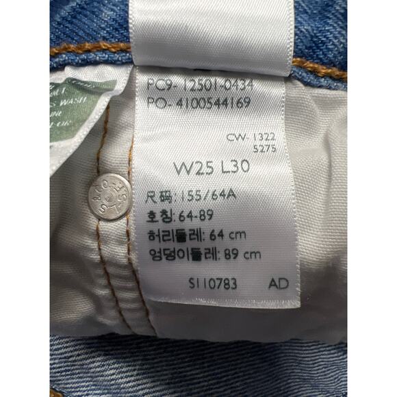 Levi 501 Womens Skinny Botton Fly Jeans Size W 25- L 30 Fly Buttons - Picture 12 of 14